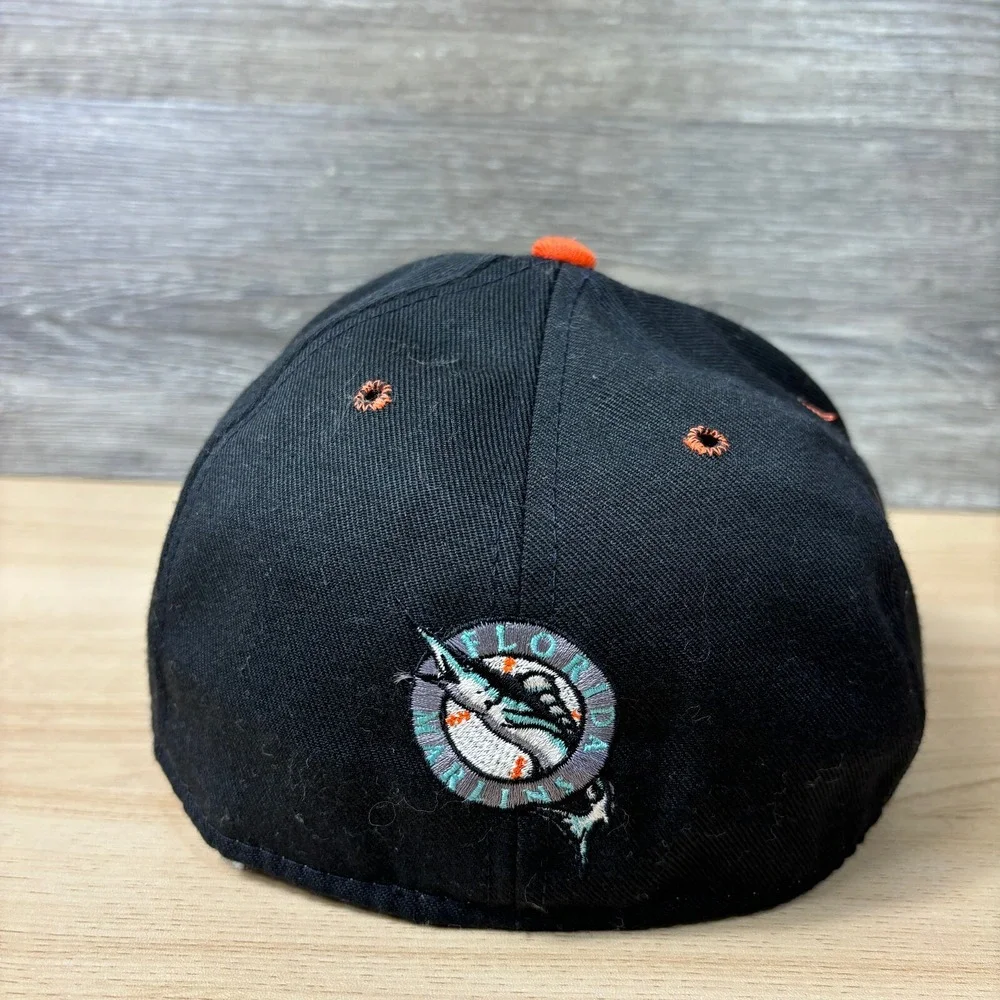 Vintage Florida Marlins Hat Cap Fitted 7 1/4 Black‎ Wool Pro Model USA Made